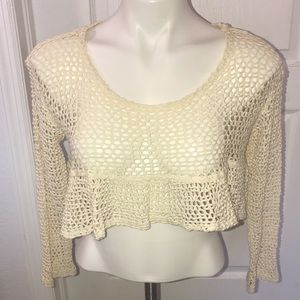 SALE* Up Front Open Knit Cropped Long Sleeve Top